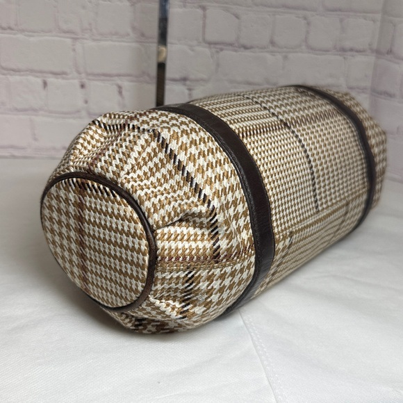 Lauren Ralph Lauren Houndstooth Barrel Baguette Shoulder Bag Purse 13.x5x3in - Picture 9 of 16